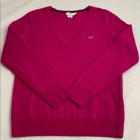 Vineyard Vines magenta v-neck sweater M - Picture 5 of 10